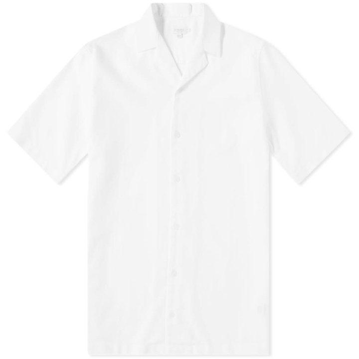 Photo: Sunspel Cotton Camp Collar Short Sleeve Shirt White