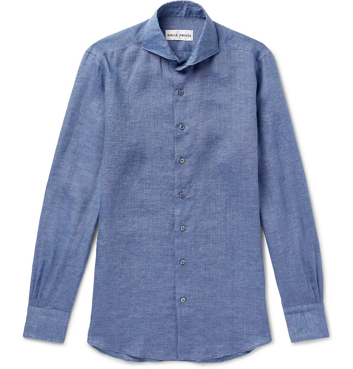 Photo: SALLE PRIVÉE - Evron Cutaway-Collar Linen Shirt - Blue