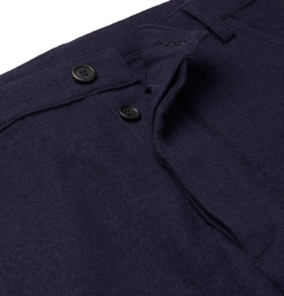 Tempus Now - Navy Wide-Leg Brushed Cotton-Blend Trousers - Blue