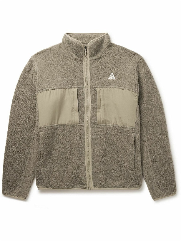 Photo: Nike - ACG Arctic Wolf Logo-Embroidered Shell-Trimmed Polartec® Fleece Jacket - Neutrals