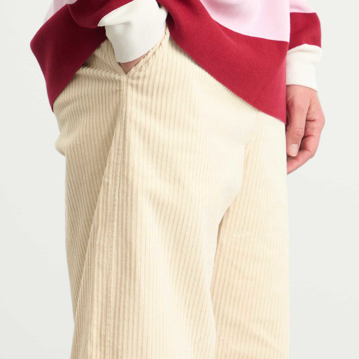 Late Checkout Men's Corduroy Work Trousers in White
