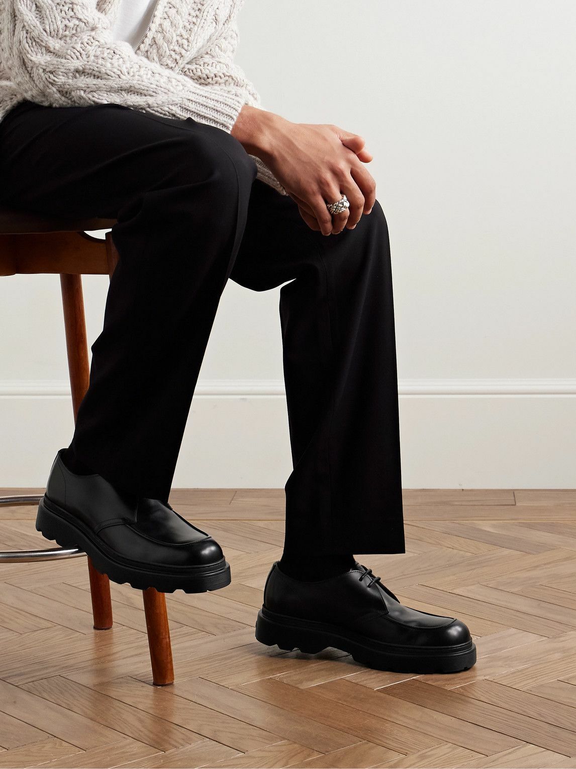 Tod's - Leather Derby Shoes - Black Tod's