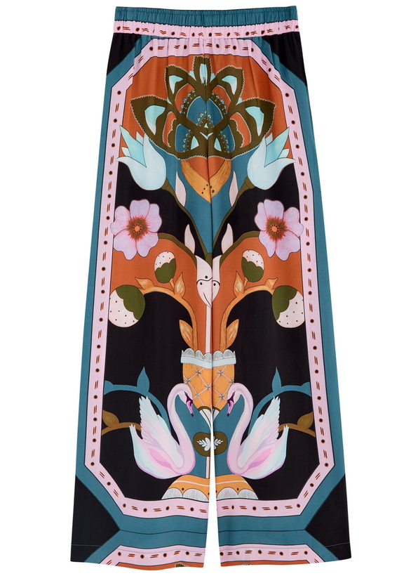 Photo: Lug Von Siga Madison Printed Wide-leg Satin Trousers Multicoloured
