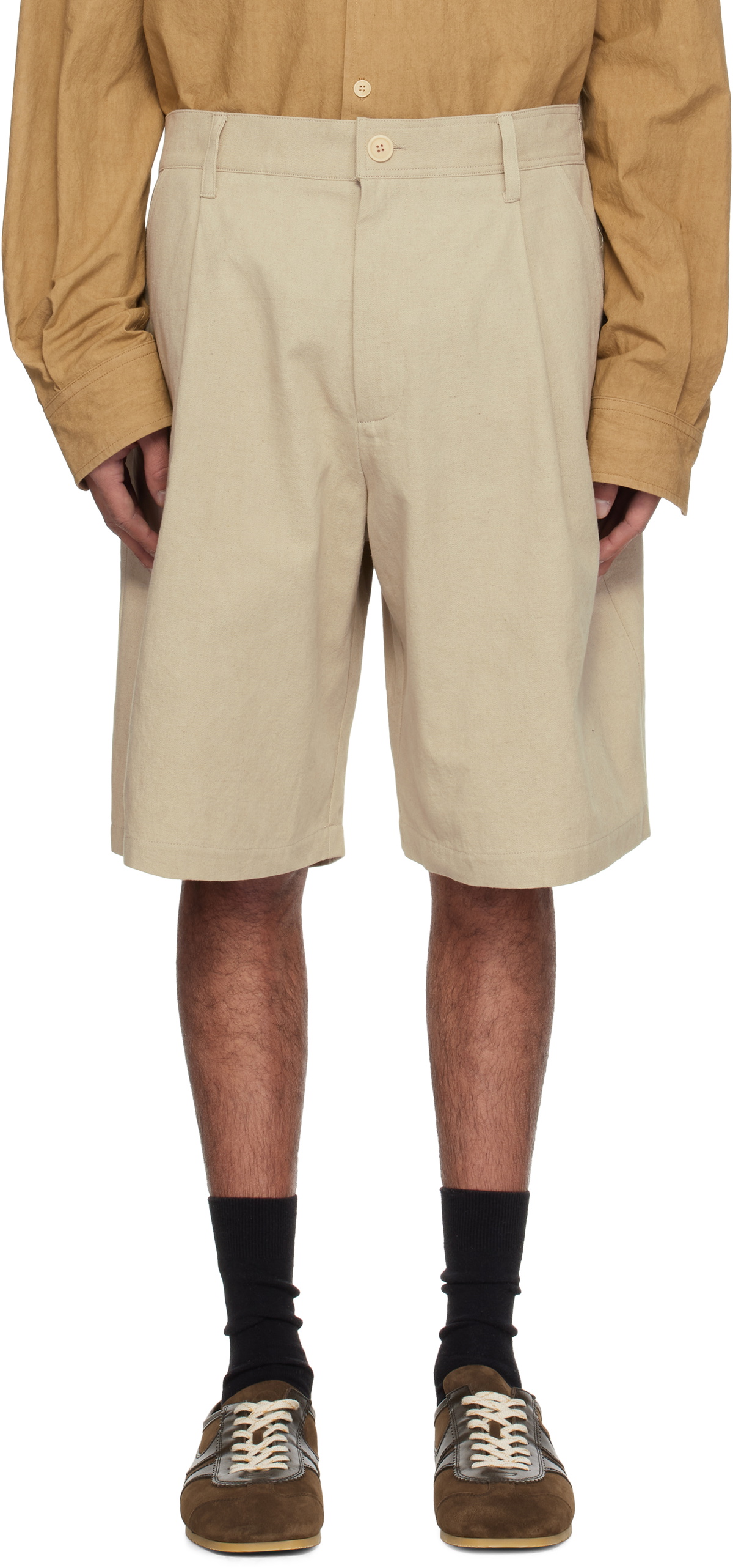 colbo Beige Single Pleat Shorts