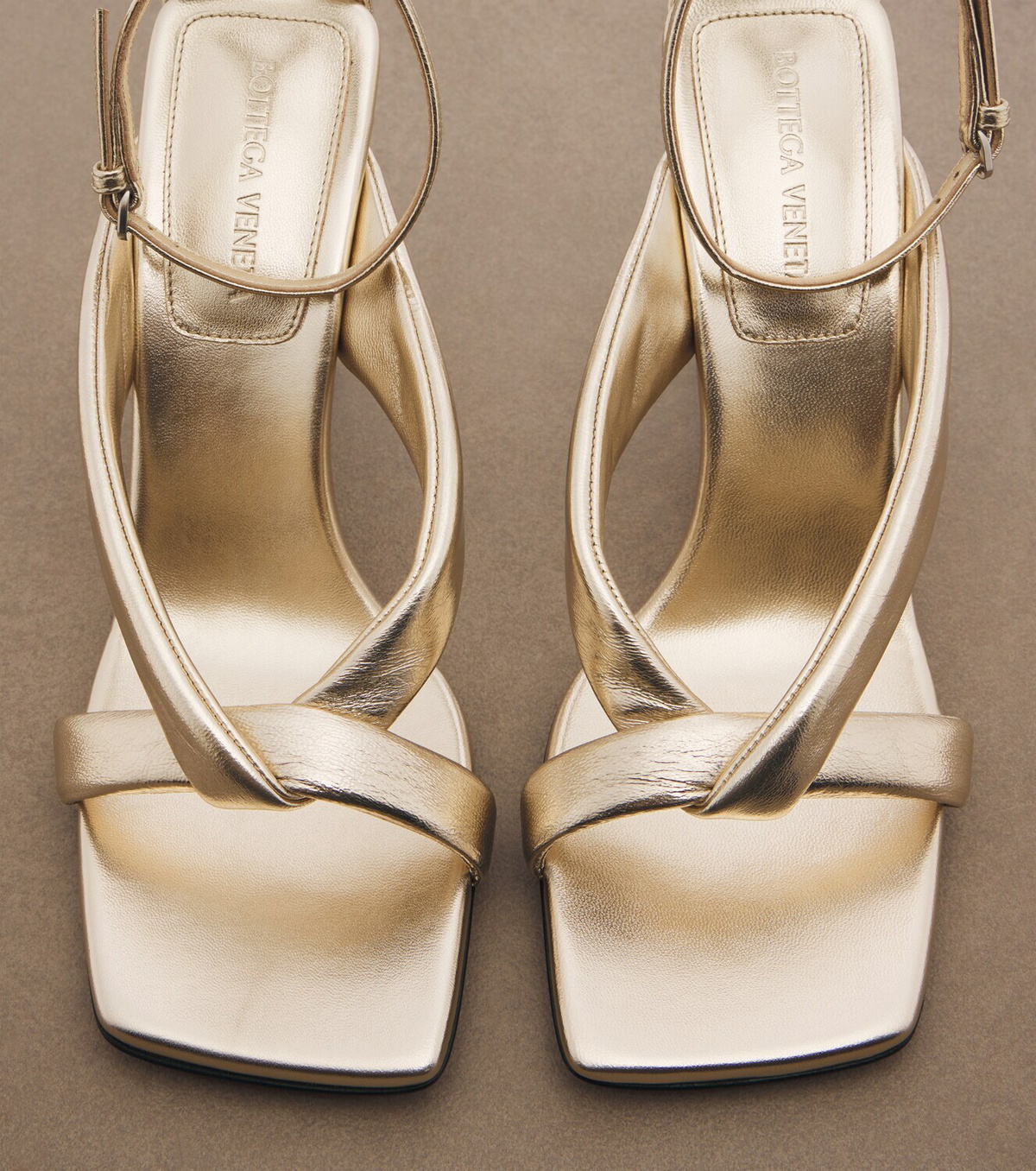 Bottega Veneta Riva metallic leather sandals