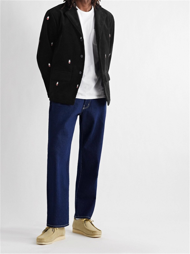 Photo: POP TRADING COMPANY - Miffy Logo-Embroidered Cotton-Corduroy Suit Jacket - Black