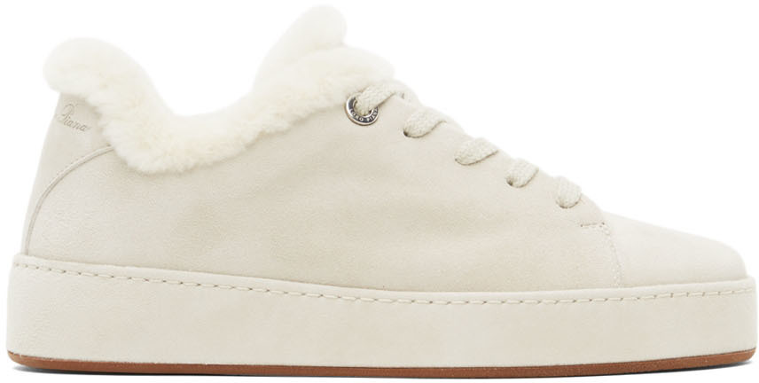 Loro Piana Off-White Fur & Suede Winter Nuages Sneakers