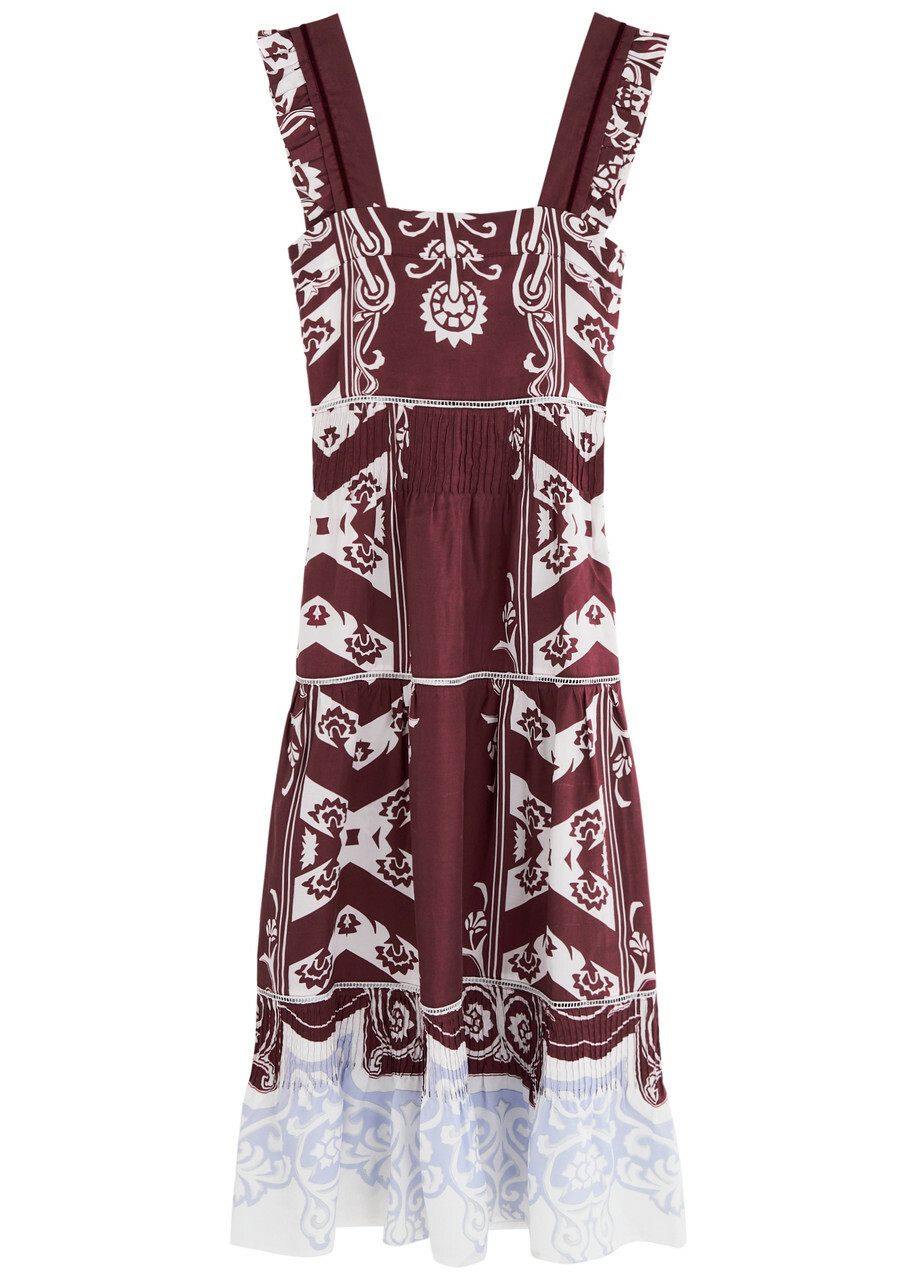 Lug Von Siga Sybill Printed Satin Midi Dress Red