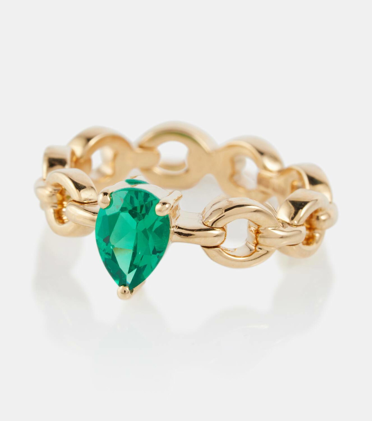 Nadine Aysoy Catena Mini 18kt gold ring with emerald