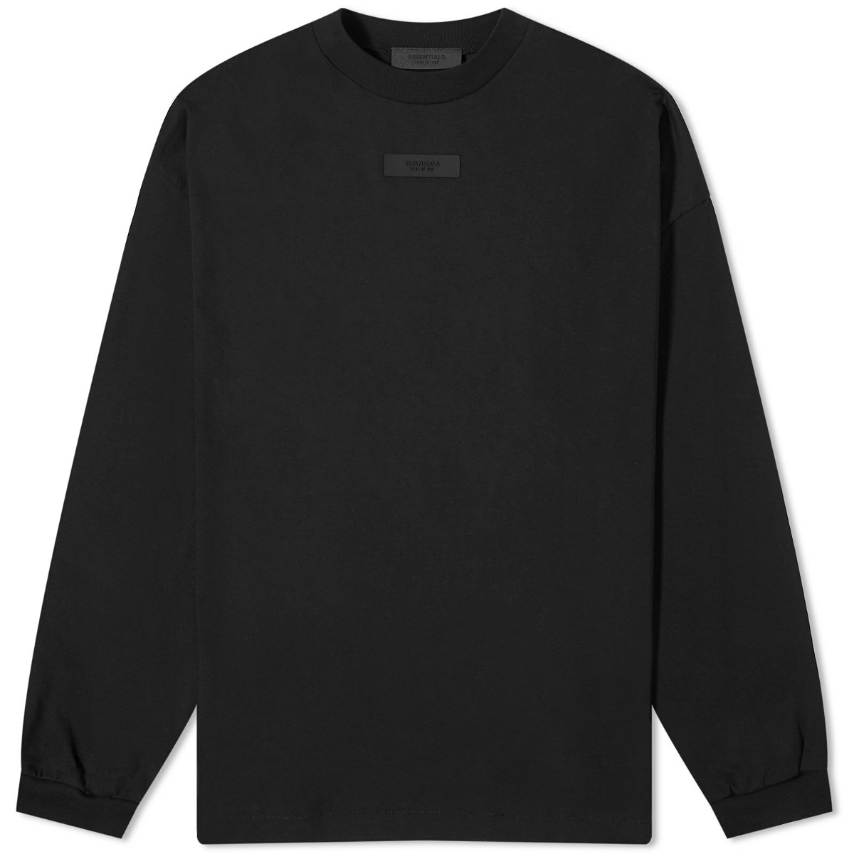 Photo: Fear of God ESSENTIALS Men's Long Sleeve Spring Tab T-Shirt in Jet Black