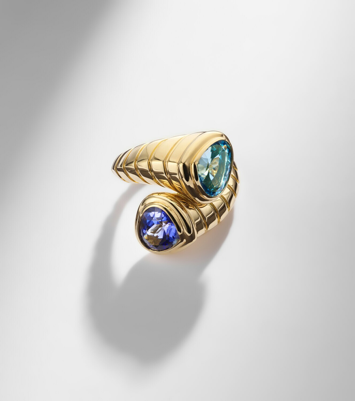 Marina B Toi Et Moi 18kt gold ring with topaz and tanzanite