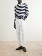 Dunhill - Striped Cotton and Cashmere Polo Shirt - Blue