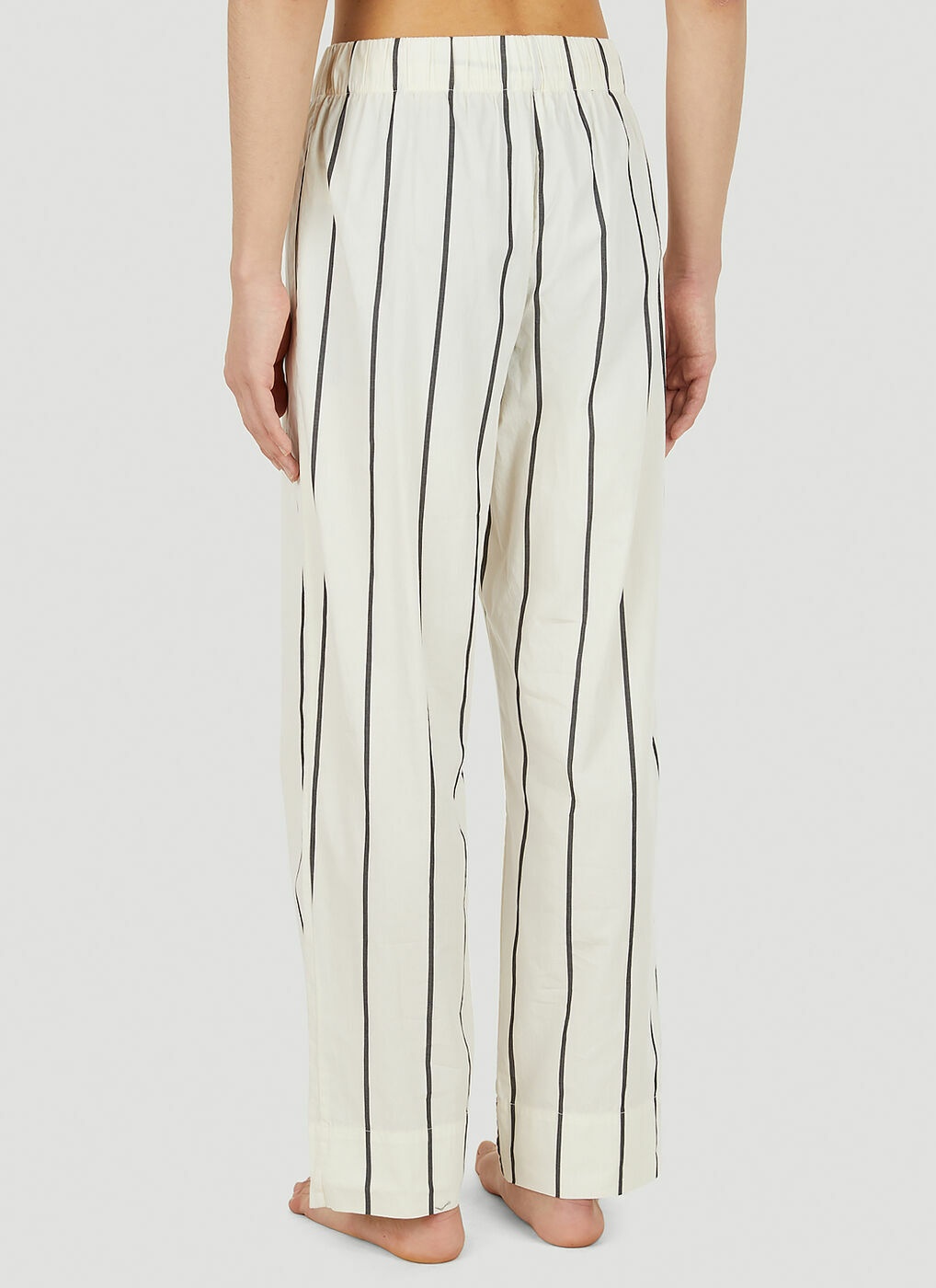 Striped Drawstring Pyjama Pants in White Tekla Fabrics