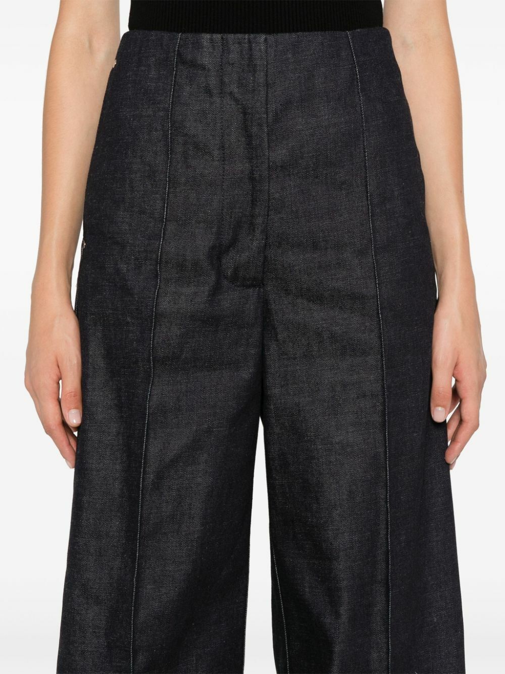 Peter Do Blue Pintucked Wide-Leg Jeans