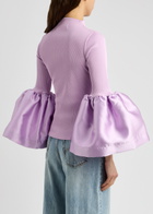 Marques' Almeida Ribbed Stretch-cotton and Taffeta top Lilac