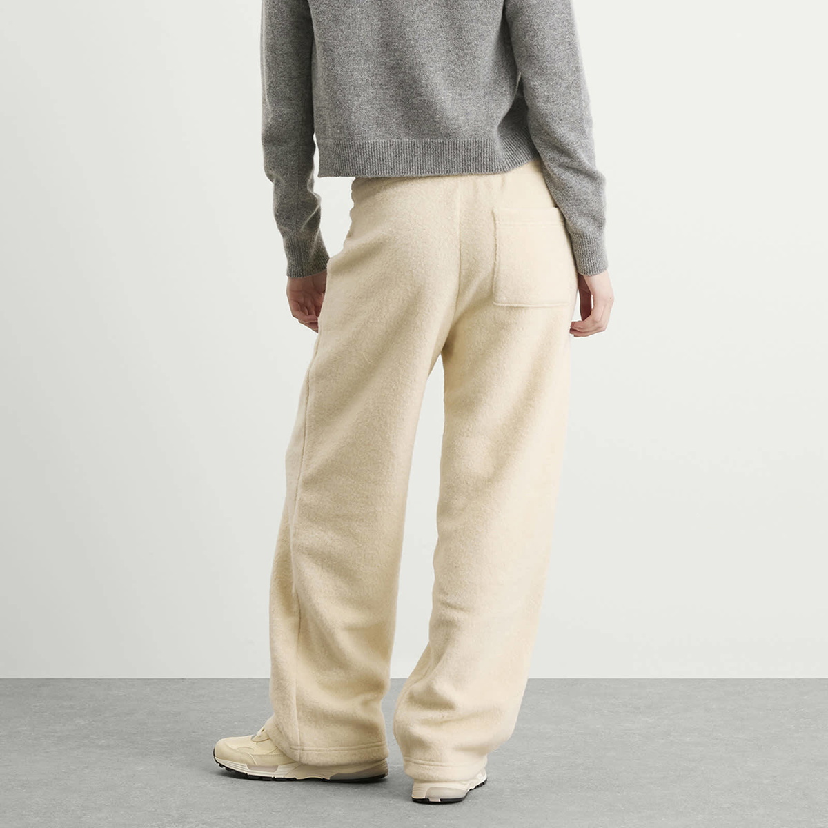 DUNST Women's Boucle Wide Leg Sweatpants in Cream
