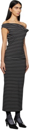 MSGM Black & White Striped Midi Dress