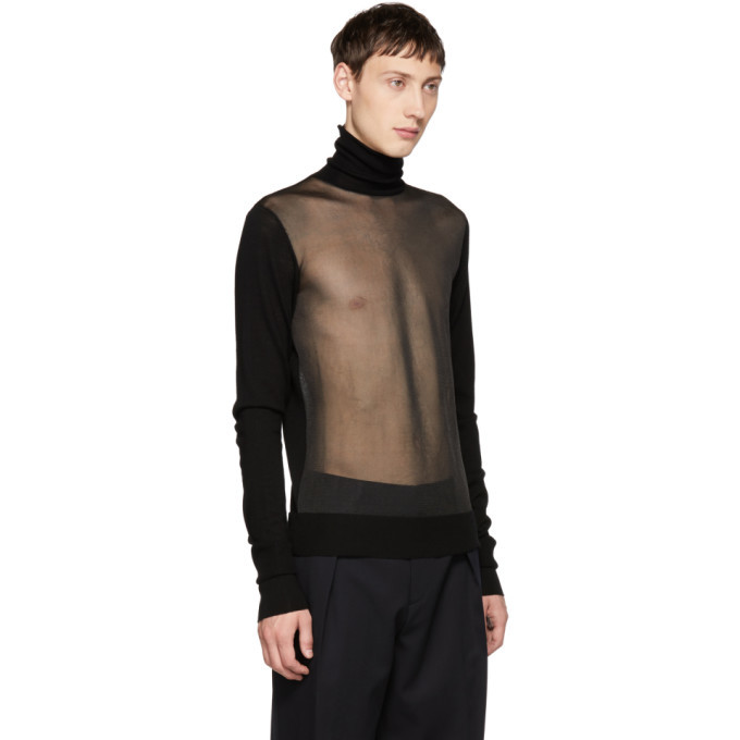 Neil Barrett Black Sheer Crewneck Sweater
