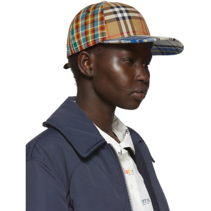 Burberry Tan Check Mixed Tartan Cap Burberry display picture 2