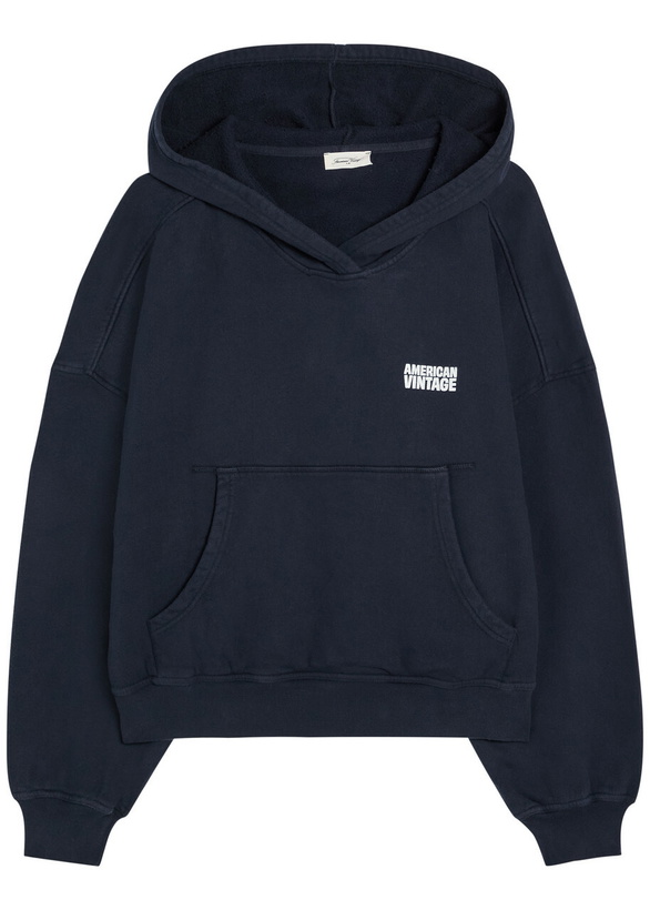 Photo: American Vintage Plizzy Hooded Cotton Sweatshirt Navy