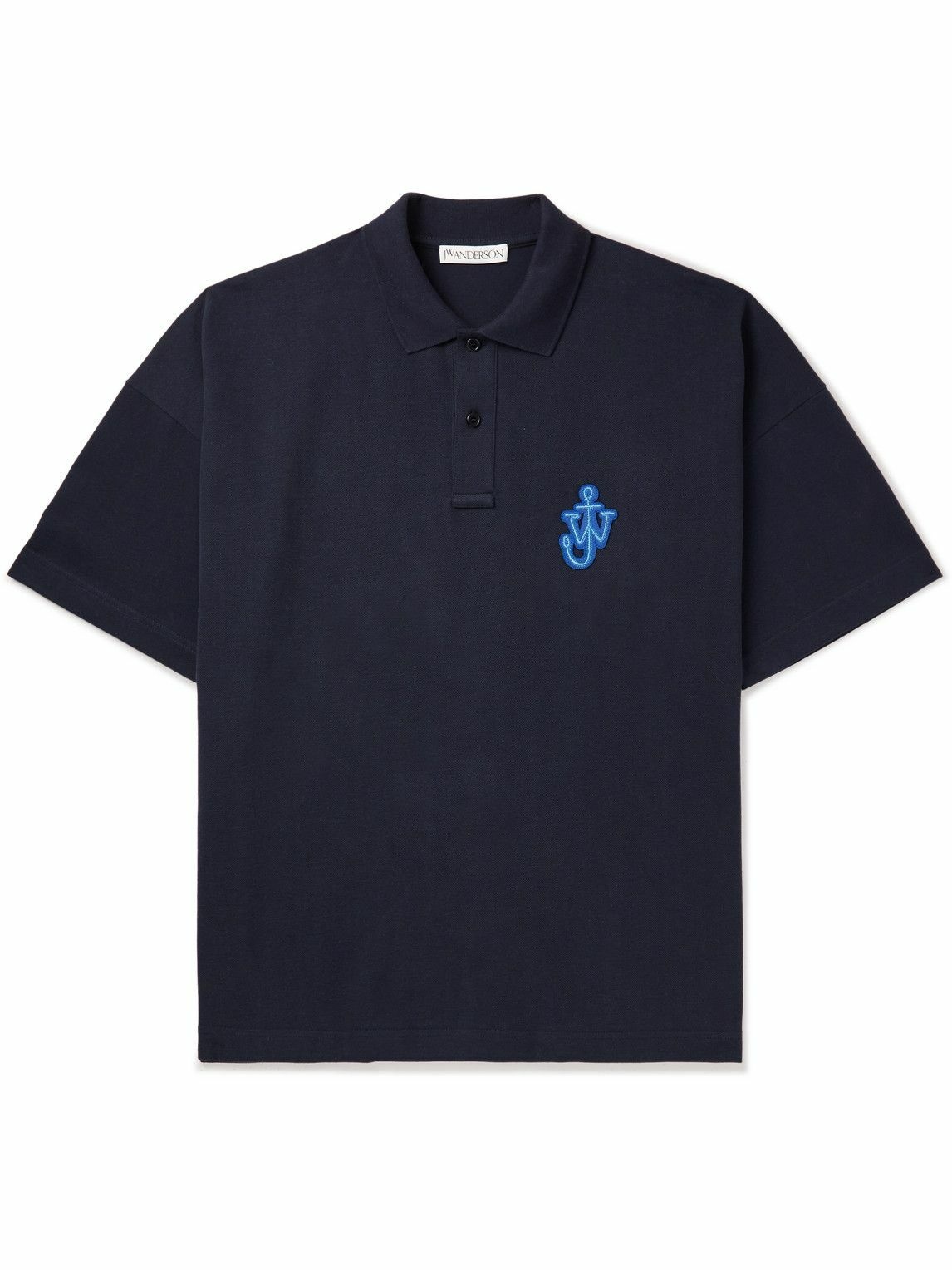 Photo: JW Anderson - Logo-Appliquéd Cotton-Piqué Polo Shirt - Blue