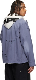AAPE by A Bathing Ape Blue Hooded Button Down Jacket