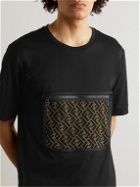 Fendi - Mesh-Trimmed Cotton-Jersey T-Shirt - Black