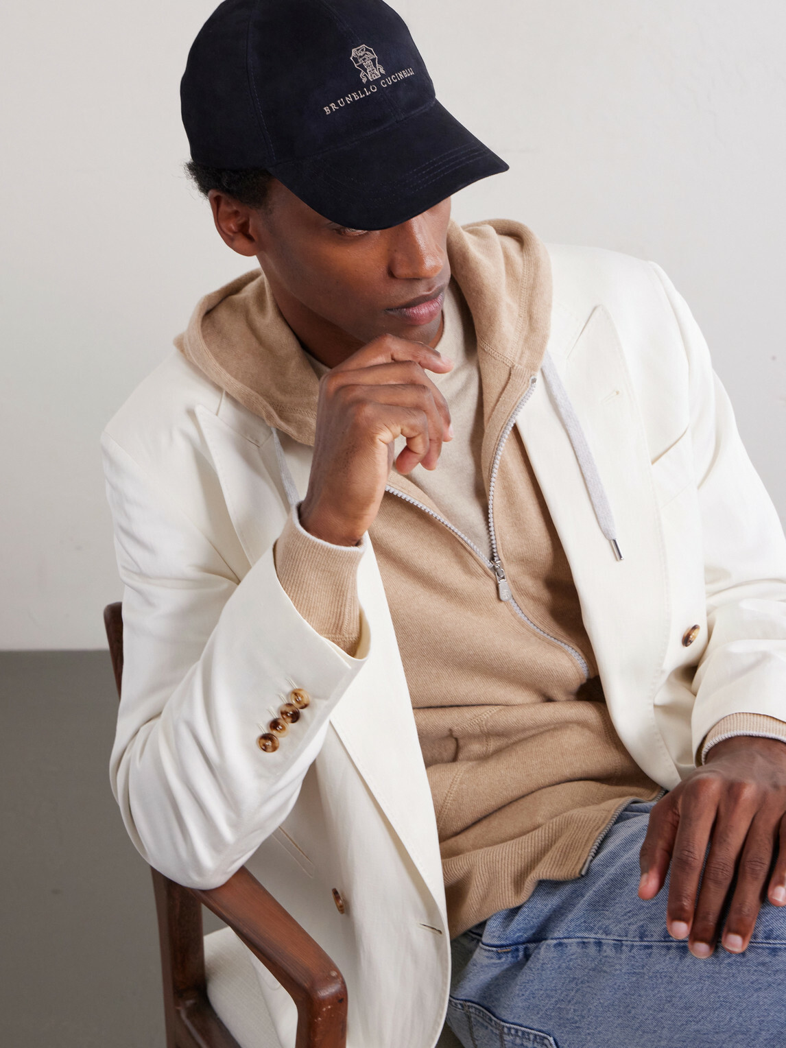 Brunello Cucinelli - Logo-Embroidered Suede Cap - Blue