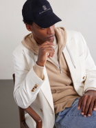 Brunello Cucinelli - Logo-Embroidered Suede Cap - Blue