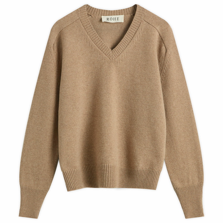 Photo: Róhe Women's Cape V-Neck Wrap Jumper in Taupe Melange