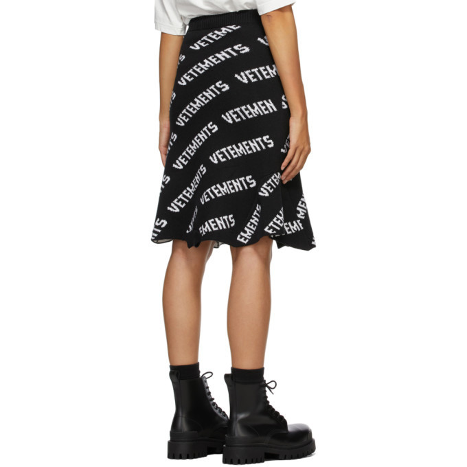 VETEMENTS Black Knit Logo Sweatshirt Skirt