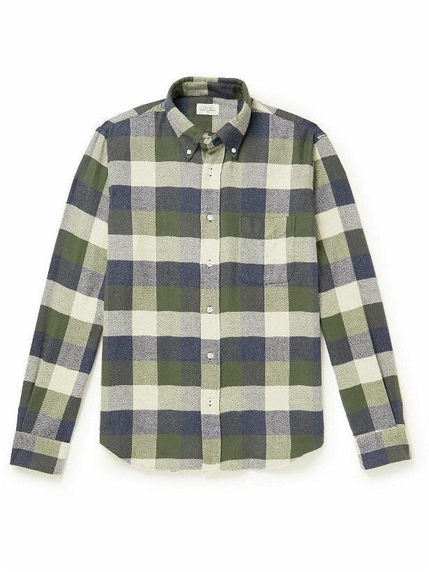 Photo: Hartford - Pitt Button-Down Collar Checked Cotton-Flannel Shirt - Green
