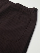 Stòffa - Straight-Leg Pleated Wool-Seersucker Shorts - Brown