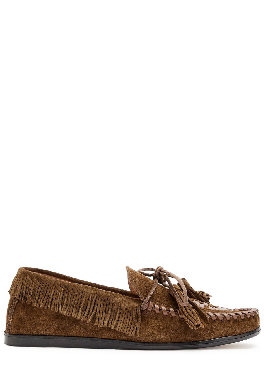Isabel Marant étoile Fitza Embellished Suede Loafers Tan