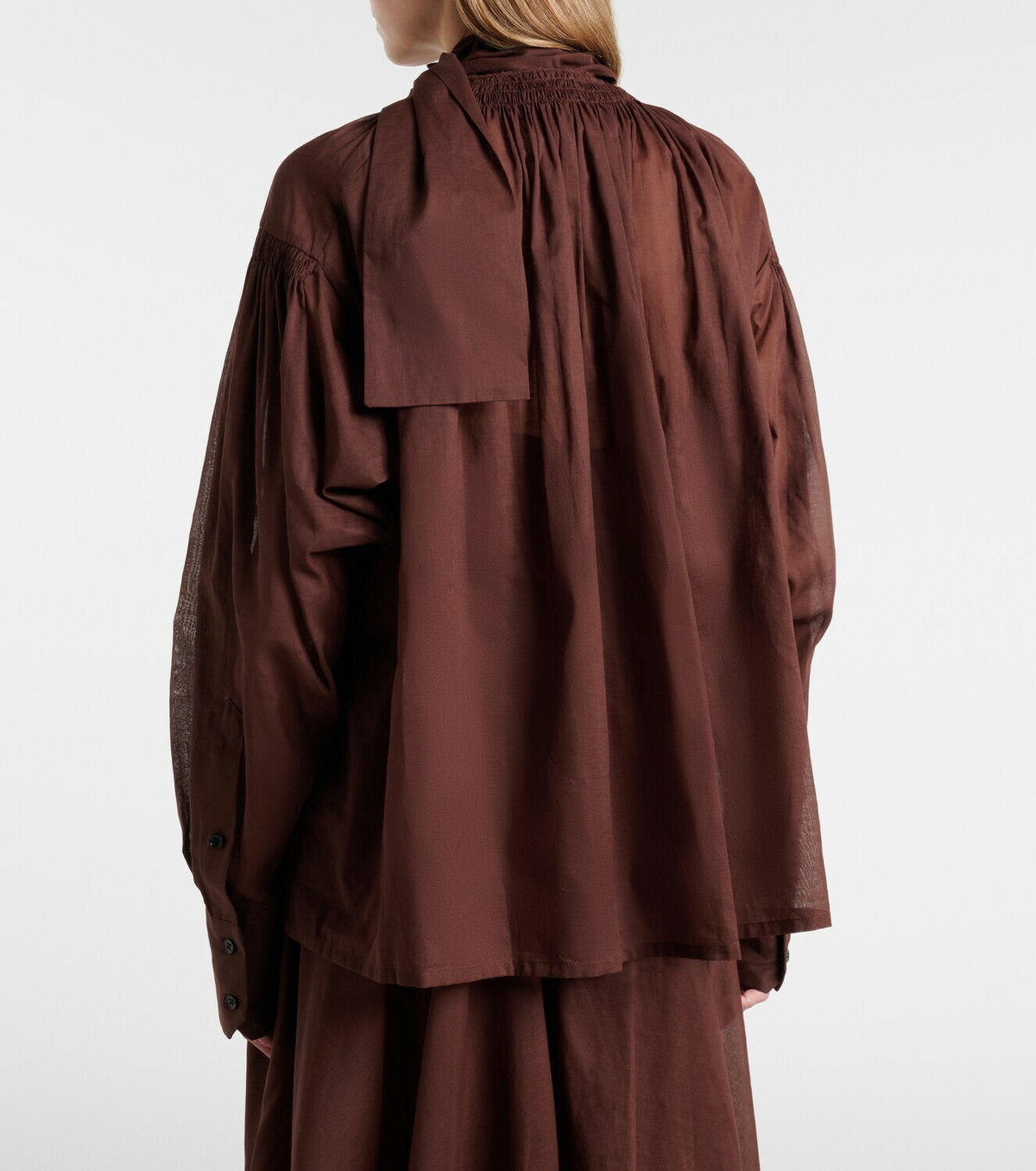 Plan C Tie-neck cotton blouse