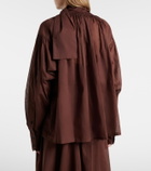 Plan C Tie-neck cotton blouse