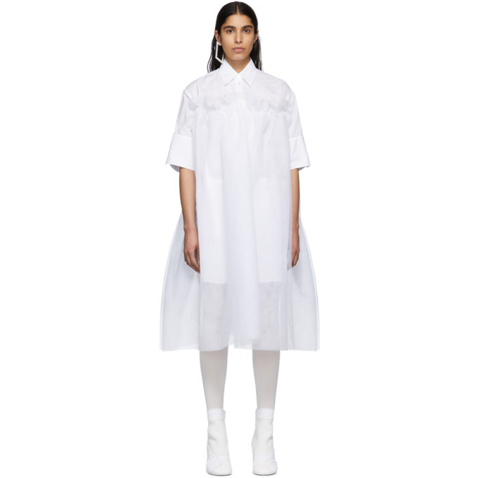 MM6 MAISON MARGIEL◆コットンポプリン ミニドレス White Cotton shirt dress in white - MM 6 Maison Margiela | Mytheresa
