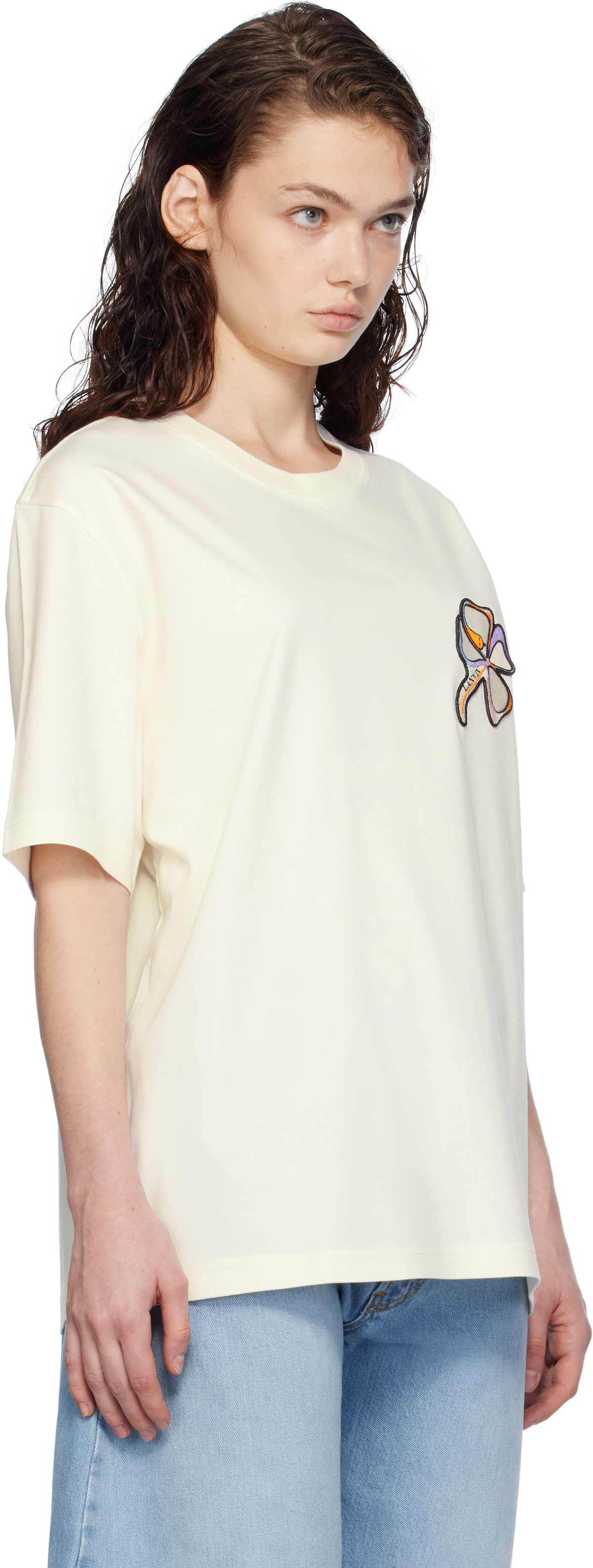 Lanvin White Clover Snake Patch T-shirt