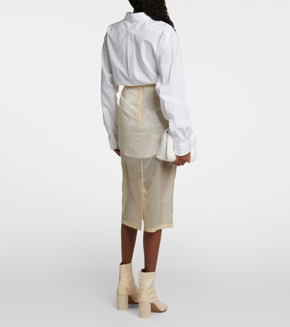 スカート Maison Margiela Midi Skirt In Beige Cotton Twill Beige Light Cotton Twill Darting Midi Skirt by MM6 Maison