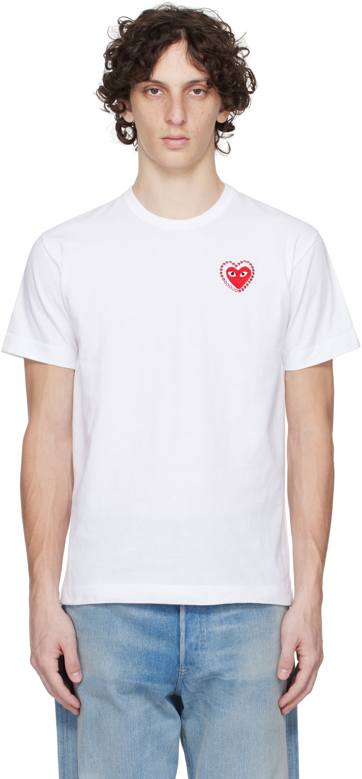 COMME des GARÇONS PLAY White Metalstone Heart T-shirt Comme des 