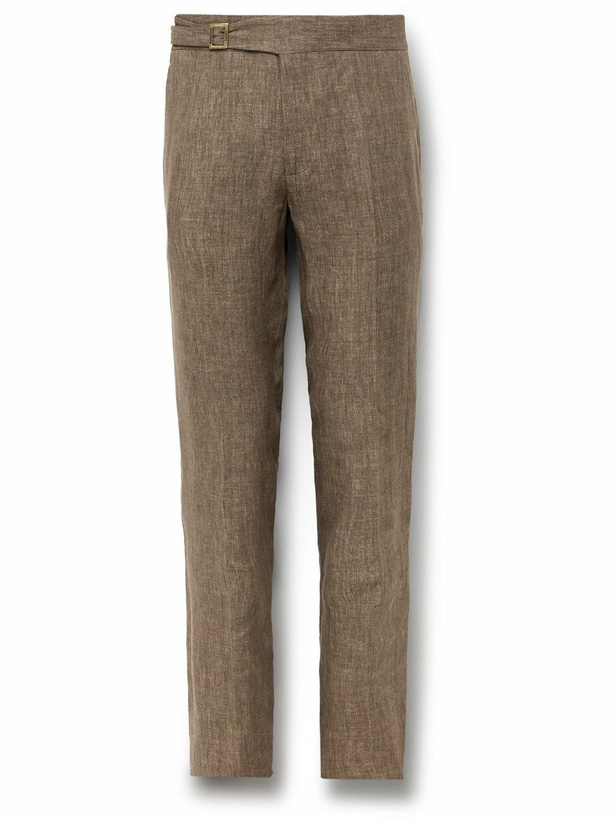 Photo: Rubinacci - Genny Slim-Fit Linen Suit Trousers - Brown