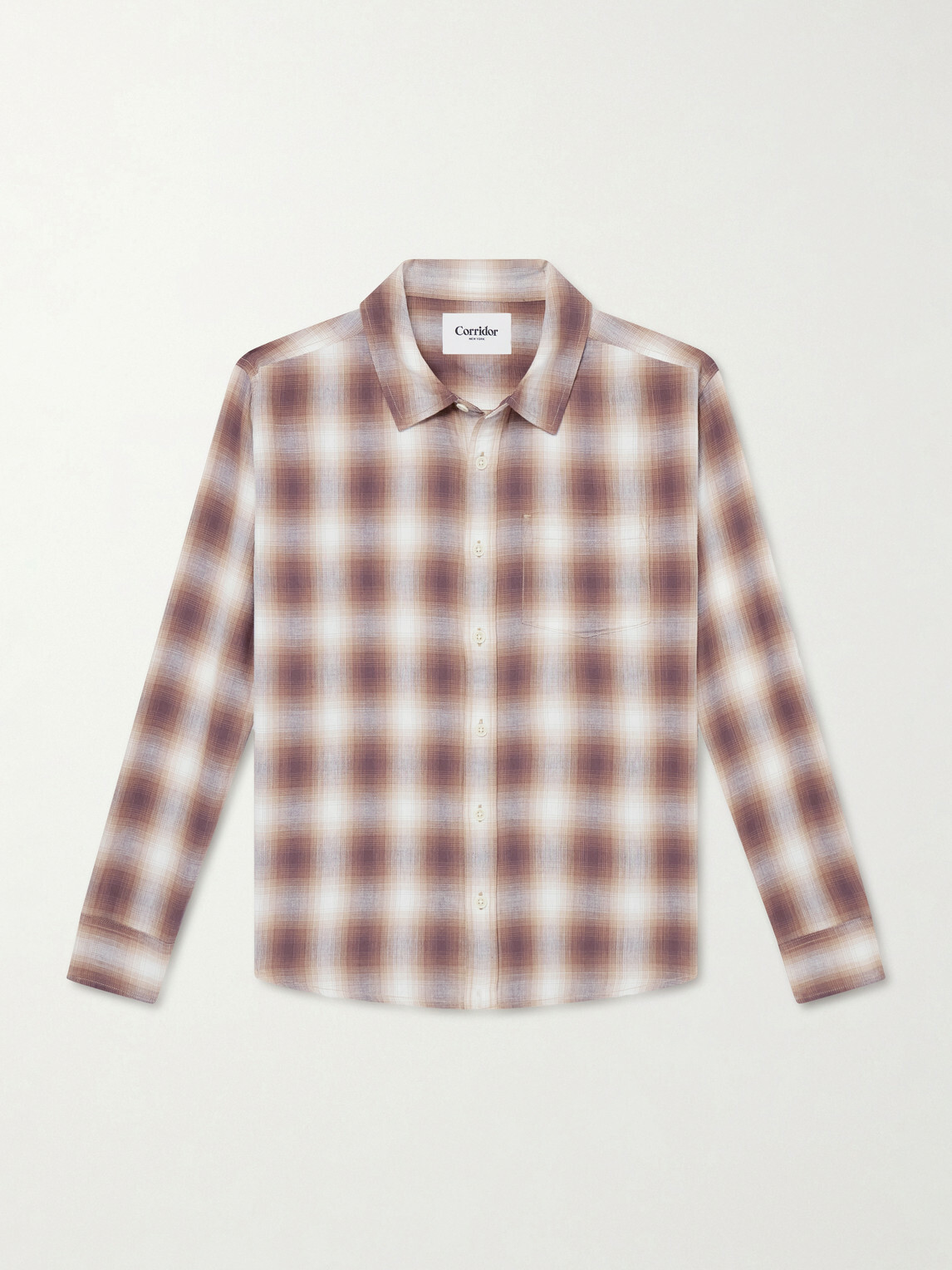 Corridor - Driftwood Checked Cotton Shirt - Brown