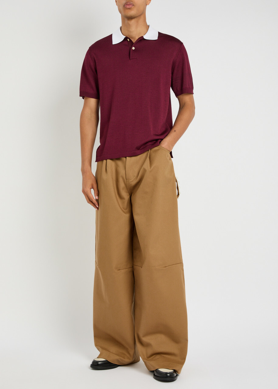 Simone Rocha Crystal-embellished Wide-leg Twill Jeans Khaki Simone Rocha