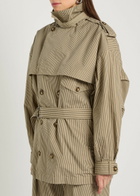 Isabel Marant étoile Claya Striped Belted Cotton Jacket Beige