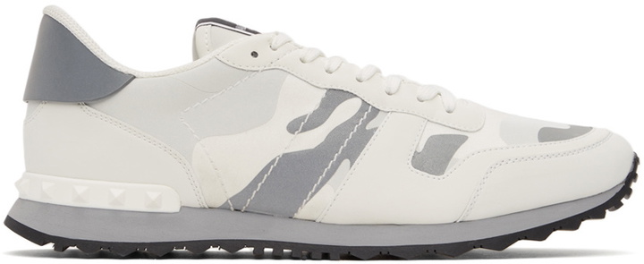 Photo: Valentino Garavani White & Silver Camouflage Rockrunner Sneakers