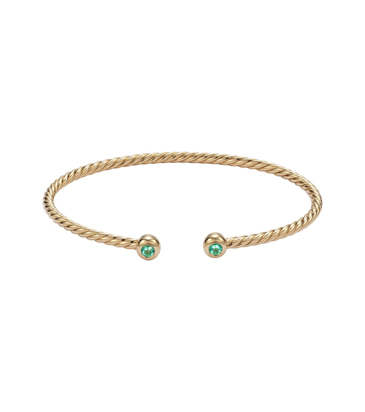 Photo: David Yurman Cablespira® Flex Micro 18kt gold cuff bracelet with emeralds