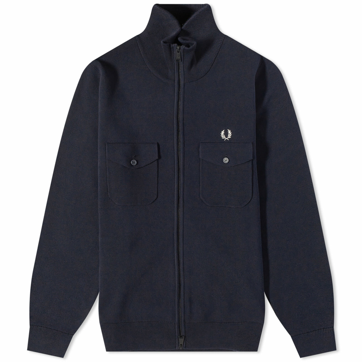 Fred Perry Authentic Men's Knitted Track Jacket in Navy Fred Perry