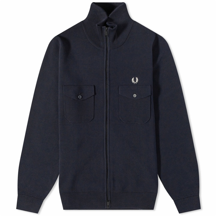 Photo: Fred Perry Authentic Men's Knitted Track Jacket in Navy
