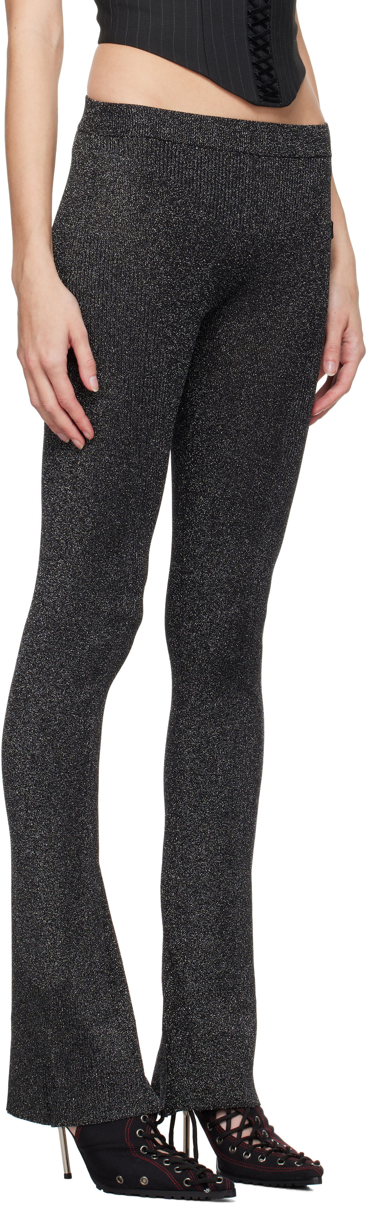 MISBHV Black Knitted Flared Trousers