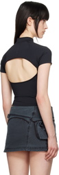 HYEIN SEO Navy Slashed Zip T-shirt